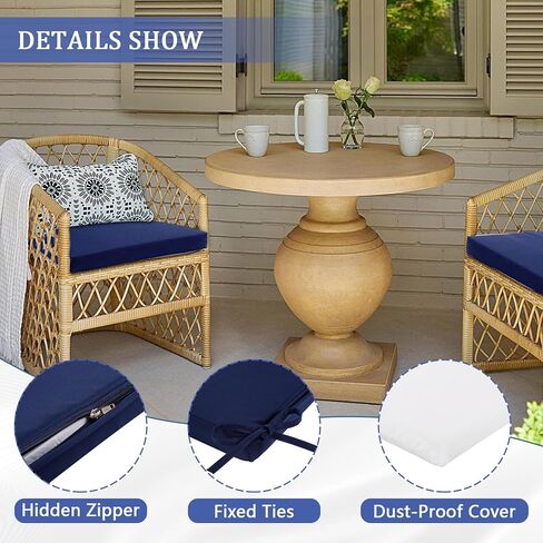 Patio Chair Cushions Set of 4, Outdoor Seat Cushions for Patio Furniture 17 x 17 Inch, Indoor Square Corner Dining Chair Pads Set with Ties and Inner Dust Cover, (Flower Green) in Kuwait