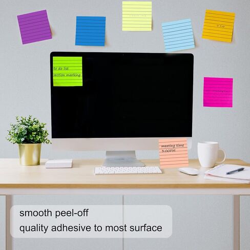 24 Pack 1920 Sheets Pop Up Sticky Notes Lined 3x3 inch Self-Stick Notes Pads Post Lined Sticky Note Pads Accordion Pop Up Notes Refill for Dispenser Home Office School, 80 Sheets/pad (Bright Color) in Kuwait