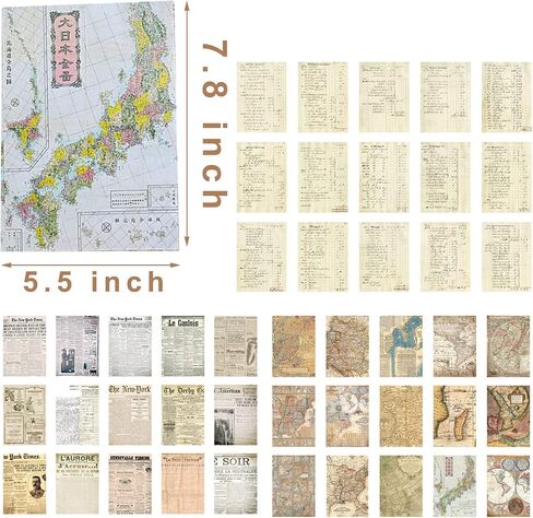 150Pcs Vintage Journaling Scrapbooking Papers Vintage Journaling Supplies Craft Kits for Junk Journal Bullet Journal Planners Aesthetic Room Decor Decoupage Stationary Art Collage Photo Frame in Saudi Arabia