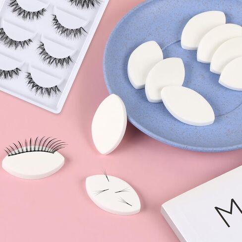 اسفنجات الرموش من ميديلونج للتمرين، إسفنجة تدريب على شكل عين، إسفنجة لخريطة الرموش، إسفنجة مكياج تجميلية، أدوات رموش للاستعمال مرة واحدة، مجموعة مستلزمات المبتدئين لتمديد الرموش للنساء باللون الأبيض، عبوة من 10 قطع in Kuwait