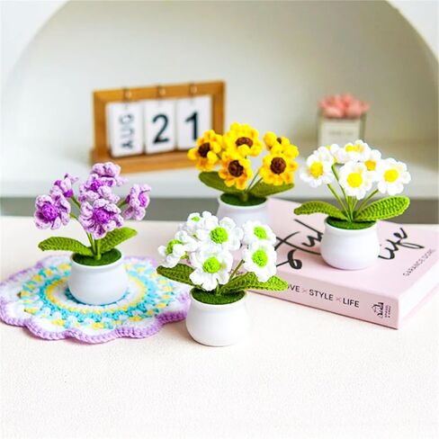 Meygajoe DIY Crochet Kit for Beginners, 4 Pack Little Daisy Crochet Kit Beginner Crochet Starter Kit for Complete Beginners Adults, Crocheting Knitting Kit with Step-by-Step Video Tutorials in Saudi Arabia