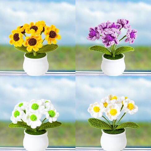 Meygajoe DIY Crochet Kit for Beginners, 4 Pack Little Daisy Crochet Kit Beginner Crochet Starter Kit for Complete Beginners Adults, Crocheting Knitting Kit with Step-by-Step Video Tutorials in Saudi Arabia