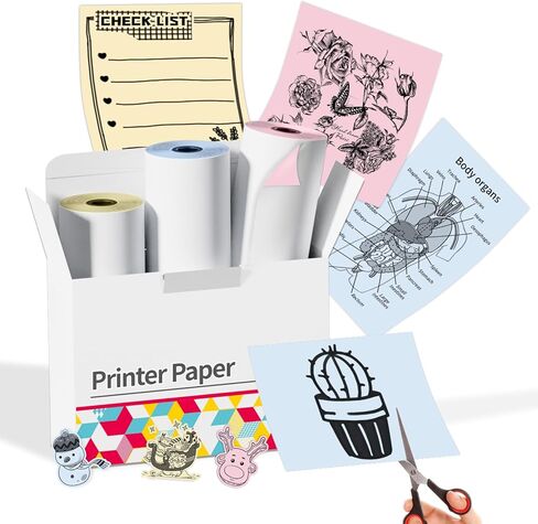 ورق حراري ملون غير لاصق، ورق طابعة M02 لطابعة M02 M02 Pro M02S M03 M03AS M04S M04AS الصغيرة، 53 مم × 6.5 م/لفة، أصفر/أزرق/وردي، 3 لفات، متوافقة مع ورق طابعة Phomemo in Kuwait