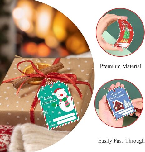 100 قطعة من علامات عيد الميلاد للهدايا، ملصقات علامات هدايا عيد الميلاد، حشوات تخزين العطلات، علامات هدايا مع خيوط، ملصقات عيد الميلاد للهدايا، زينة عيد الميلاد، علامات أسماء للهدايا in Kuwait