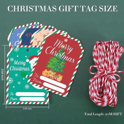 100 قطعة من علامات عيد الميلاد للهدايا، ملصقات علامات هدايا عيد الميلاد، حشوات تخزين العطلات، علامات هدايا مع خيوط، ملصقات عيد الميلاد للهدايا، زينة عيد الميلاد، علامات أسماء للهدايا in Kuwait