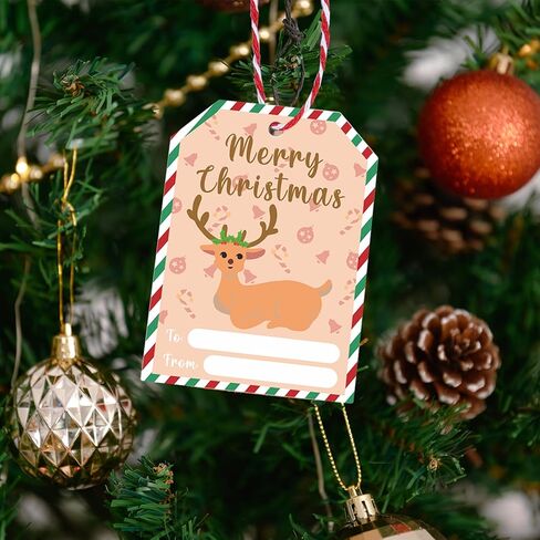 100 قطعة من علامات عيد الميلاد للهدايا، ملصقات علامات هدايا عيد الميلاد، حشوات تخزين العطلات، علامات هدايا مع خيوط، ملصقات عيد الميلاد للهدايا، زينة عيد الميلاد، علامات أسماء للهدايا in Kuwait