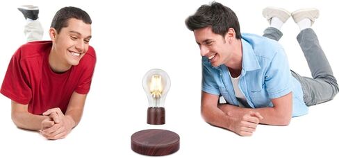 VGAzer Magnetic Levitating Floating Wireless LED Light Bulb Desk Lamp for Unique Gifts, Room Decor, Night Light, Home Office Decor Desk Tech Toys (Round Wooden Base..) in Saudi Arabia