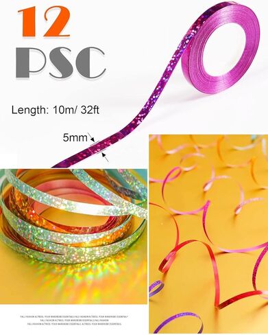 16 Rolls 3/16 Inch Wide Shiny Curling Ribbon Set,11 Yards Per Roll Metallic Multicolor Crimped Balloon String Wrapping Ribbon Bow Ribbon Christmas Ribbon for Wedding Crafts Florist Flower Party Decor in Saudi Arabia