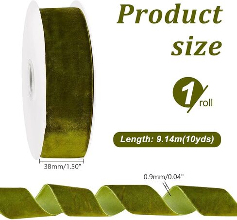 PH PandaHall 10 Yards Christmas Ribbon 1.5 inch Olive Green Velvet Ribbon Single Face Velvet Ribbon Velvet Ribbon Soft Satin Ribbon for Bowknot Making Gift Wrapping Party Christmas Decoration in Saudi Arabia