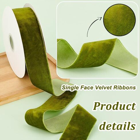 PH PandaHall 10 Yards Christmas Ribbon 1.5 inch Olive Green Velvet Ribbon Single Face Velvet Ribbon Velvet Ribbon Soft Satin Ribbon for Bowknot Making Gift Wrapping Party Christmas Decoration in Saudi Arabia