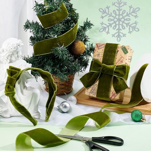 PH PandaHall 10 Yards Christmas Ribbon 1.5 inch Olive Green Velvet Ribbon Single Face Velvet Ribbon Velvet Ribbon Soft Satin Ribbon for Bowknot Making Gift Wrapping Party Christmas Decoration in Saudi Arabia