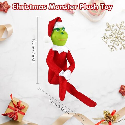 12.6'' Red Christmas Monster Plush Toy, Christmas Stuffed Figures Doll for Kids and Christmas Tree Home Decorations(Red) in Kuwait