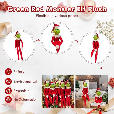 12.6'' Red Christmas Monster Plush Toy, Christmas Stuffed Figures Doll for Kids and Christmas Tree Home Decorations(Red) in Kuwait