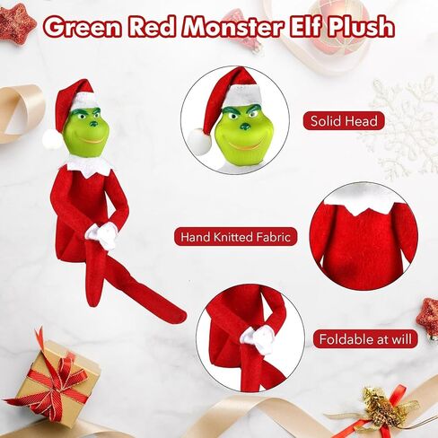 12.6'' Red Christmas Monster Plush Toy, Christmas Stuffed Figures Doll for Kids and Christmas Tree Home Decorations(Red) in Kuwait