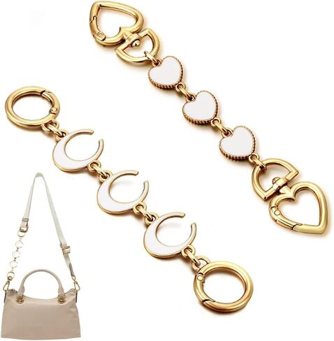 2pcs Purse Strap Extenders, Cute Stylish Moon and Heart Shaped Wallet Gold Chain Extenders, Exquisite Bag Replacement Charms for Handbags Purses (Black/Rose Gold) in Saudi Arabia