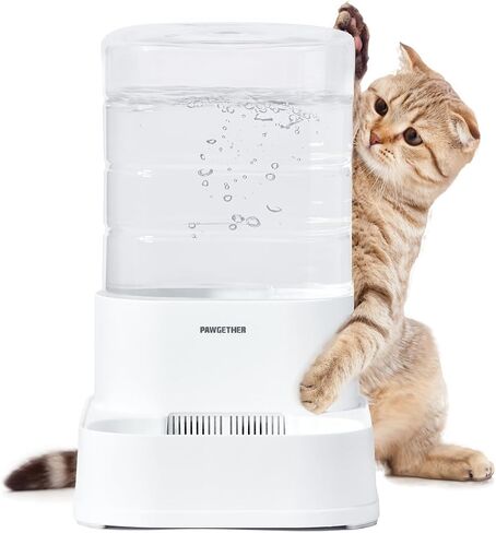 PAWGETHER® موزع مياه أوتوماتيكي للحيوانات الأليفة مع فلتر للقطط والكلاب الصغيرة سعة 1 جالون/3.5 لتر موزع مياه تلقائي للحيوانات الأليفة للكلاب، سهل الملء in Kuwait