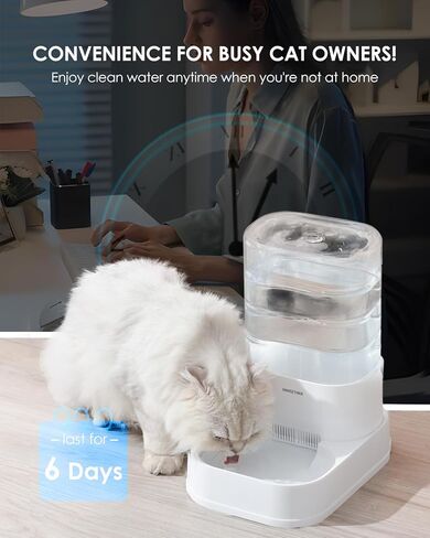 PAWGETHER® موزع مياه أوتوماتيكي للحيوانات الأليفة مع فلتر للقطط والكلاب الصغيرة سعة 1 جالون/3.5 لتر موزع مياه تلقائي للحيوانات الأليفة للكلاب، سهل الملء in Kuwait