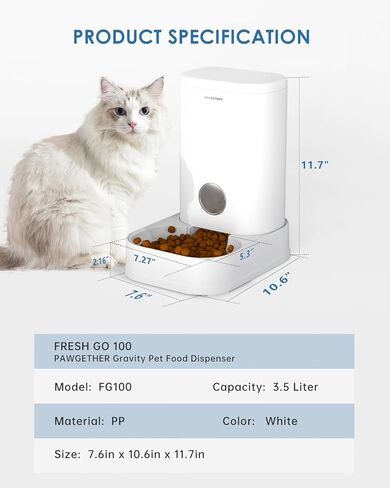 PAWGETHER® Gravity Automatic Pet Water Dispenser with Filter for Cats and Small Dogs 1 Gallon/3.5L Auto Pet Waterer Dog Water Dispenser, Easy to Fill in Kuwait