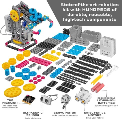 Thames & Kosmos Robotics Workshop with Micro:Bit STEM Experiment Kit, Creative, Educational Coding & Programming Curriculum for Home & School Use, Utilizes MakeCode App to Learn Python, Javascript in Kuwait
