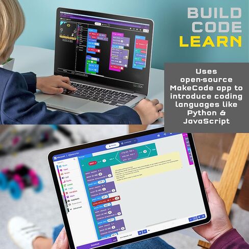 Thames & Kosmos Robotics Workshop with Micro:Bit STEM Experiment Kit, Creative, Educational Coding & Programming Curriculum for Home & School Use, Utilizes MakeCode App to Learn Python, Javascript in Kuwait