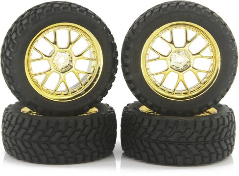 4 قطع 76 ملم RC إطارات سيارات رالي إطارات مطاطية وإطارات عجلات بلاستيكية 12 ملم سداسية متوافقة مع 1:10 1:12 1:14 RC على الطريق لسيارة RC على الطرق الوعرة سيارة سياحية (ذهبي) in Saudi Arabia