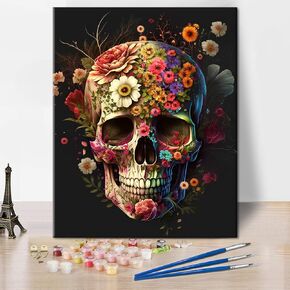 Paint by Numbers Kit for Adults Colorful Fantasy Dragon Head Adult Paint by Number with Brushes Multicolored Flowers Painting Oil Paint by Numbers DIY Painting Mountains Art Crafts for Home 16x20 in