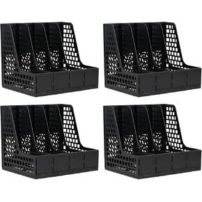 Sadstory Plastic Desktop Magazine File Holder, Vertical Compartment Binder Holder, 4 Packs