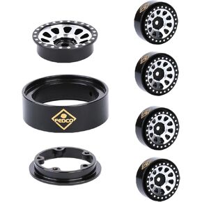 SCX24 Wheels 1.0 Beadlock Wheels with Brass Counterweight Ring for Axial SCX24 Upgrades 1/24 RC Crawler