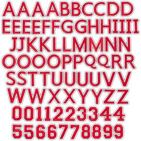 Bright Creations Red Alphabet Letter and Number Iron On Patches for Applique, Sewing, and Crafts (1 inch, 82 Pieces)