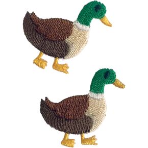2 Pcs Tiny Mallard Duck Iron On Patches Embroidered Applique Iron On for Jeans, Clothes, Caps, Backpack, Hats