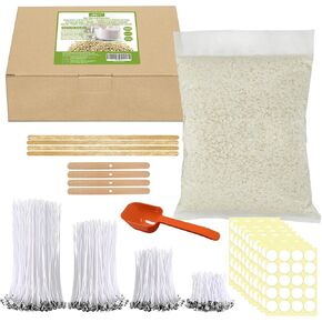 JBEIY Candle Making Kit, Wax Candle Kit, 1kg Soy Wax Kit with 200 Wicks, 4 Sizes, 100 Stickers, 1 Spoon, Candle Kit for Candle Making