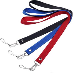 Wisdompro 3 Pack 19 inch Nylon Neck Lanyard Strap with Metal Hook and Tone Split Ring for Keys, Keychains, ID Badges, Name Tags, USB Flash Drives, Cell Phones - Black, Red, Blue