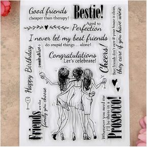 Kwan Crafts Good Friends Happy Birthday Cheers Clear Stamps for Card Making Decoration and DIY Scrapbooking
