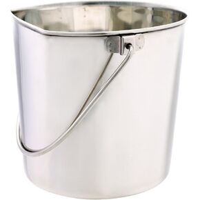 ProSelect Stainless Steel Flat Sided Pails — Durable Pails for Fences, Cages, Crates, or Kennels - 8¾", 6-Quart