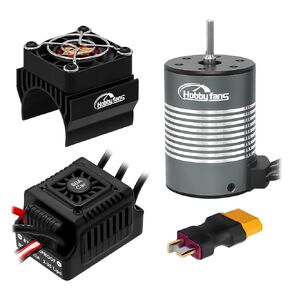 Hobby Fans Waterproof S3650 3900KV Brushless Motor 3.175mm Shaft with 60A Senseless Brushless ESC Electric Speed Controller Combo Set with Heatsink and Programming Card for 1/10 RC Car Truck, Black