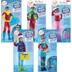 The Elf on The Shelf Magi-Freeze Stand Up Complete Set: Cocoa to Go Barista, Polar Power Hero Set, Holiday Hipster, Retro Rad ’80s Gear, and Glitzy Gala Dress (Elf Not Included)