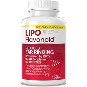 Lipo Flavonoid Plus, Tinnitus Relief for Ringing Ears, OTC Flavonoid Ear Health Vitamins, Bioflavonoids & Vitamin C, 500 Caplets