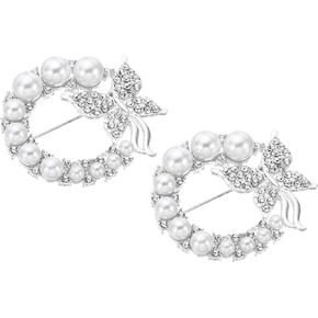 PATIKIL Butterfly Crystal Safety Decorative Pin Brooch Clip Clasp Pin, 2Pcs Anti Exposure Enamel for Women Sweaters, Shawls, Collars, Dress, Silver