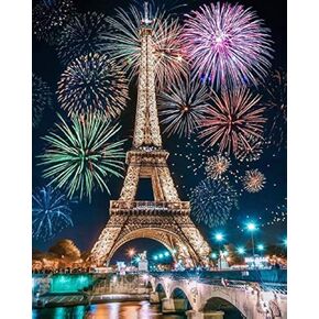 KEJJNYER 5D Diamond Eiffel Tower Paint Kits for Adults, DIY Diamond Art Paris Eiffel Tower Painting Craft for Home Wall Decoration, Eiffel Tower(16x12inch)