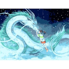 Zimal 5D DIY Diamond Painting Cartoon Girl Dragon Living Room Wall Art Decor Cross Stitch Full Round Drill 11.8 x 15.8 Inch