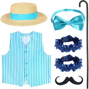 Kyson 6 Pieces Barbershop Quartet Costume-Carnival Barker Costume-Vintage Circus Costume-1920s Roaring Costume for Adult
