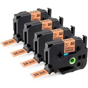 Compatible with Label Tapes Replacement for Laminated P Touch Label Tape 18mm 0.7 Inch Black on Orange Tape, Compatible with Brother P-Touch Label Maker PTD400 PTD600 PTD610BT PTD400AD PTP750W