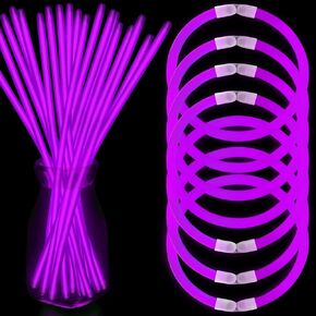 100 Blue Glow Sticks Bracelet Bulk Glow In The Dark Party 8 inch Glow Stick Necklaces with 100 Connectors Light Up Toys for Christmas Valentine's Day Easter 4th of July Party Favors