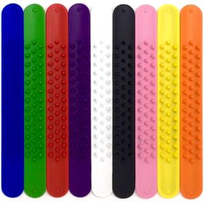 TheAwristocrat 9 Spiky Silicone Slap Bracelets - Rainbow of Colors - Soft & Safe - Durable