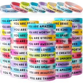 100 Pieces Motivational Wristbands Bulk for Student Colored Inspirational Rubber Bands Students Inspirational Bracelets Teacher for Kids Christmas Gift (Black