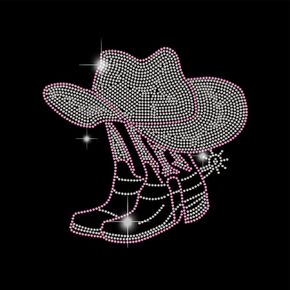 SUPERDANT Boot Hat Iron on Rhinestones Transfer Cowboy Cowgirl Crystal Heat Transfer Designs Western Bling Rhinestone Iron on Transfer Stickers for Clothing Tote Bag DIY Art Craft Gifts