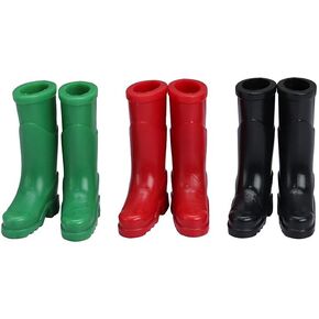 Doll Accessories, Dollhouse Miniature Scene Model 3 Pairs Rubber Rain Boots Shoes Pretend Play Toy