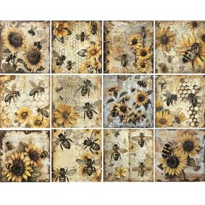 36 sheets 12x12 Scrapbook Paper | Scrapbooking Cardstock | Decorative Craft Paper | Origami | Card Making Supplies | by Thymeless Designs (Honey Bees)