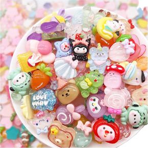 60 Pcs Slime Charms Bulk for DIY Craft Making Kit, Cute Flat Back Resin Charms for Crafts (Multicolored)