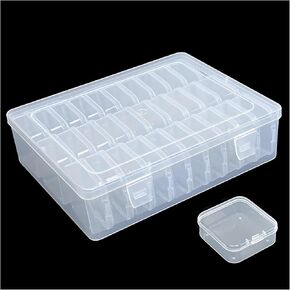 Purple Plastic Box-Bead Organizer Box-30Pcs Plastic Bead Storage Containers Craft Storage Box with Hinged Lid, 1sheet Labels, Mini Box for Jewelry Making, Diamond Art, Small Parts, Zeiss Lens Wipes